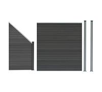 Monstershop Composite Fence Panel, Angled Piece & LED Posts x 2 - Grey Monstershop Grey