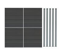 Monstershop Composite Fence Panel x 4 & LED Posts x 5 - Grey