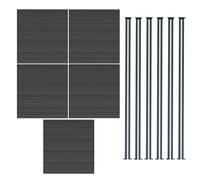 Composite Fence Panel x 5 & LED Posts x 6 - Grey Grey
