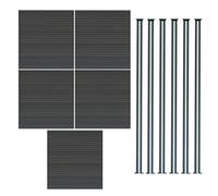 Composite Fence Panel x 5 & LED Posts x 6 - Grey Grey