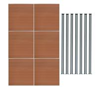 Composite Fence Panel x 6 & LED Posts x 7 - Brown Brown