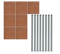 Composite Fence Panel x 7 & LED Posts x 8 - Brown Brown