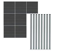 Composite Fence Panel x 7 & LED Posts x 8 - Grey Grey