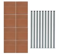 Composite Fence Panel x 8 & LED Posts x 9 - Brown Brown