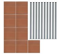Monstershop Composite Fence Panel X 9 & Led Posts 6Ft X 51Ft - Brown Brown One Size