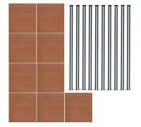 Composite Fence Panel x 9 & LED Posts x 10 - Brown Brown