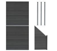 Monstershop Composite Fence Panels, Angled Piece & Led Posts 6Ft X 14.5Ft - Grey Grey