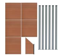 Monstershop Composite Fence Panels, Angled Piece & Led Posts 6Ft X 31.5Ft - Brown In Terracotta Terracotta