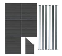 Monstershop Composite Fence Panels, Angled Piece & Led Posts 6Ft X 31.5Ft - Grey Grey