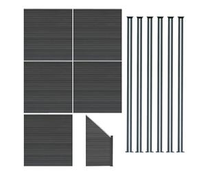 Monstershop Composite Fence Panels, Angled Piece & Led Posts 6Ft X 31.5Ft - Grey Grey