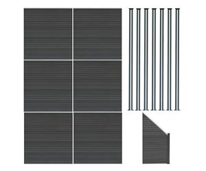 Monstershop Composite Fence Panels, Angled Piece & Led Posts 6Ft X 37Ft - Grey Grey