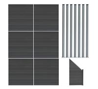 Monstershop Composite Fence Panels, Angled Piece & Led Posts 6Ft X 37Ft - Grey Grey One Size