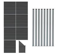 Monstershop Composite Fence Panels, Angled Piece & Led Posts 6Ft X 43Ft - Grey Grey