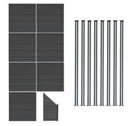 Monstershop Composite Fence Panels, Angled Piece & Led Posts 6Ft X 43Ft - Grey Grey One Size