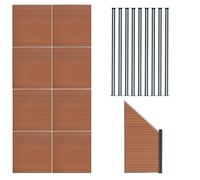 Monstershop Composite Fence Panels, Angled Piece & Led Posts 6Ft X 49Ft - Brown Brown One Size