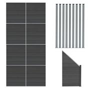 MonsterShop Composite Fence Panels Kit X 8, Angled Piece & Posts X 9 Set - Grey
