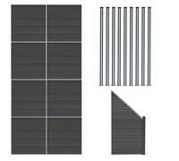 Monstershop Composite Fence Panels, Angled Piece & Led Posts 6Ft X 49Ft - Grey Grey One Size