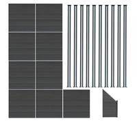 Monstershop Composite Fence Panels, Angled Piece & Led Posts 6Ft X 54.5Ft - Grey Grey