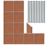 Monstershop Composite Fence Panels, Angled Piece & Led Posts 6Ft X 60Ft - Brown Brown One Size