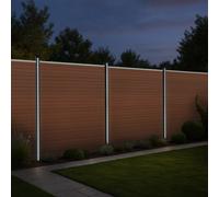 MonsterShop Composite Fence Panels Kit X 10 & Posts X 11 Set - Brown