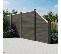 MonsterShop Composite Fence Panels Kit X 4, Angled Piece & Posts X 5 Set - Grey