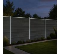 MonsterShop Composite Fence Panels Kit X 7 & Posts X 8 Set - Grey
