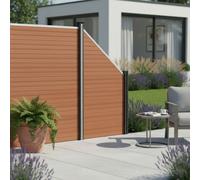 Monstershop Composite Fence Panels x 8, Angled Piece & LED Posts x 9 - Brown