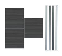 Composite Fence Panel x 3 & LED Posts 6ft x 17ft - Grey