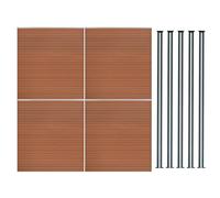 MonsterShop Composite Fence Panels Kit X 4 & Posts X 5 Set - Brown