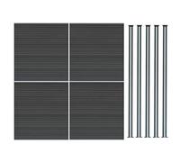 MonsterShop Composite Fence Panels Kit X 4 & Posts X 5 Set - Grey