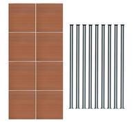MonsterShop Composite Fence Panels Kit X 8 & Posts X 9 Set - Brown