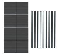 MonsterShop Composite Fence Panels Kit X 8 & Posts X 9 Set - Grey