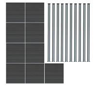 MonsterShop Composite Fence Panels Kit X 9 & Posts X 10 Set - Grey