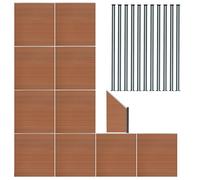 Monstershop Composite Fence Panels X 10, Angled Piece & Led Posts X 11 - Brown Brown One Size