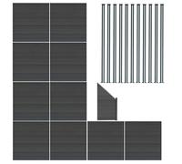 Monstershop Composite Fence Panels x 10, Angled Piece & LED Posts x 11 - Grey Monstershop Grey