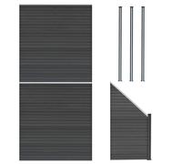 Monstershop Composite Fence Panels x 2, Angled Piece & LED Posts x 3 - Grey Monstershop Grey