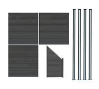 Monstershop Composite Fence Panels x 3, Angled Piece & LED Posts x 4 - Grey Monstershop Grey