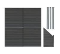 Monstershop Composite Fence Panels, Angled Piece & LED Posts 6ft x 25ft - Grey Monstershop Grey