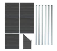 Monstershop Composite Fence Panels x 5, Angled Piece & LED Posts x 6 - Grey Monstershop Grey