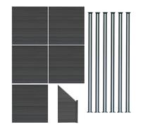 Monstershop Composite Fence Panels x 5, Angled Piece & LED Posts x 6 - Grey Monstershop Grey