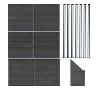 Monstershop Composite Fence Panels x 6, Angled Piece & LED Posts x 7 - Grey Monstershop Grey