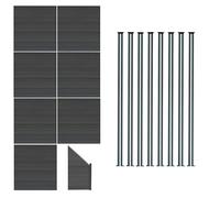 Monstershop Composite Fence Panels x 7, Angled Piece & LED Posts x 8 - Grey Monstershop Grey