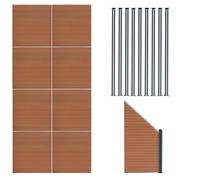 Monstershop Composite Fence Panels X 8, Angled Piece & Led Posts X 9 - Brown Brown One Size