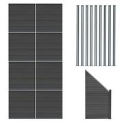 Monstershop Composite Fence Panels x 8, Angled Piece & LED Posts x 9 - Grey Monstershop Grey