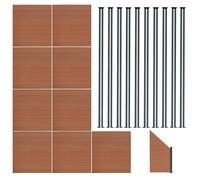 Monstershop Composite Fence Panels X 9, Angled Piece & Led Posts X 10 - Brown Brown One Size