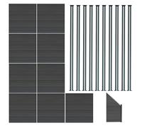 Monstershop Composite Fence Panels x 9, Angled Piece & LED Posts x 10 - Grey Monstershop Grey