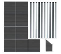 Monstershop Composite Fence Panels x 9, Angled Piece & LED Posts x 10 - Grey Monstershop Grey