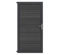 Composite Pedestrian Gate Grey 90cm x 180cm WPC Plastic Aluminium Metal Frame Handle Lock Security 3 Keys Weatherproof Outdoor Garden Privacy Side Entrance Double Sided Slat Design FREE Fixing Kit