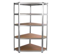 MonsterShop Corner Racking Garage Galvanised Shelving / 900mm X 300mm X 1800mm Racks Storage Unit / 5 Shelves Mdf & Galvanised Steel
