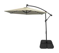 Cream 3m LED Cantilever Parasol With Plain Base Cream